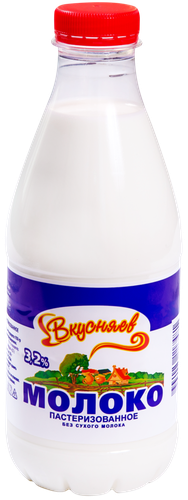 

Молоко Вкусняев пастеризованное 3.2% 930 мл