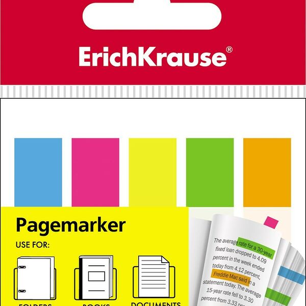 Пластиковые флажки с клеевым краем Erich Krause 5х12х44 неон  31177