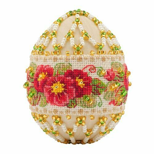 В195 Набор для бисероплетения Риолис Яйцо пасхальное 'Примула' 8.5 *10.7 *5см