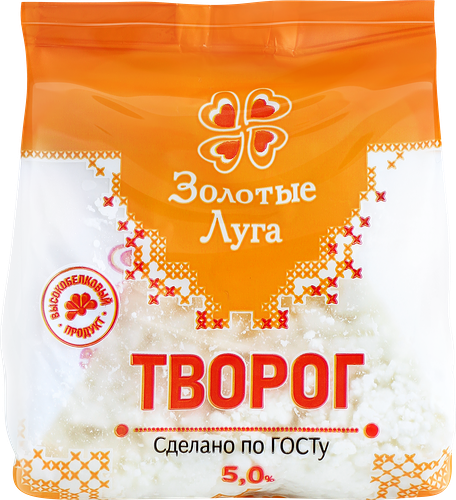 Творог ЗОЛОТЫЕ ЛУГА 5%, без змж, 180г
