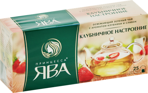 

Чай зеленый Принцесса Ява Клубничное настроение в пакетиках 25 шт 37.5 г