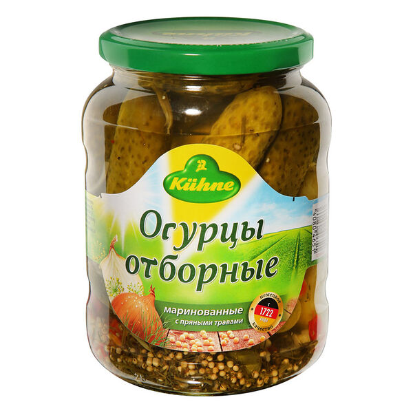 Огурцы Kuhne отборные с пряными травами маринованные