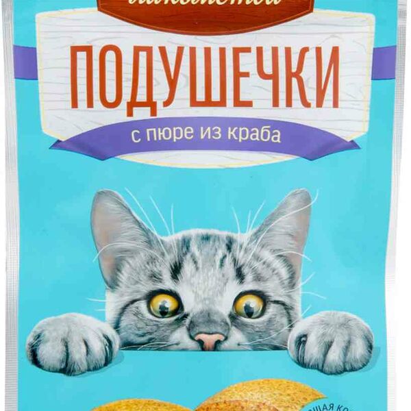 Лакомство для кошек Деревенские лакомства Подушечки с пюре из краба