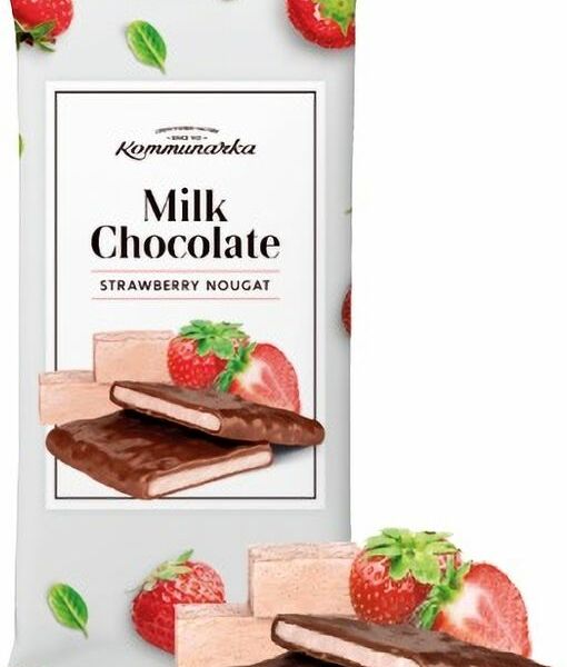 Шоколад Коммунарка Milk Chocolate Strawberry Nougat молочный с клубничной нугой 80г