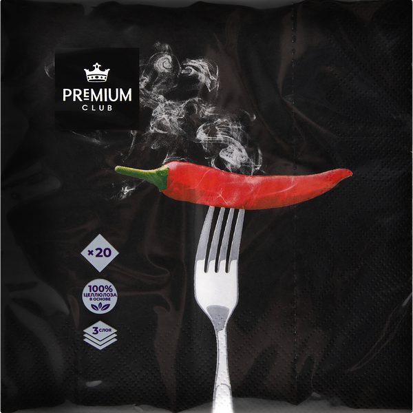 Салфетки бумажные PREMIUM CLUB Стиль 3-слоя 33х33см, 20шт