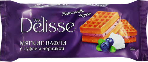 

Вафли мягкие DELISSE Гофры с суфле и черникой, 122г