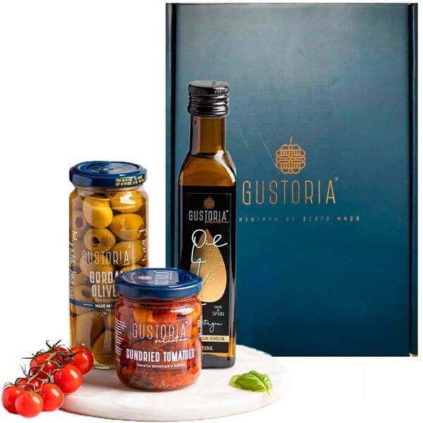 Набор подарочный Iska Gustoria Оливковое масло + томаты вяленые + оливки