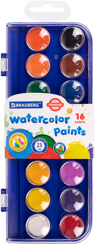 Краски акварельные BRAUBERG Premium, 16 цветов, пенал, Арт. 191744