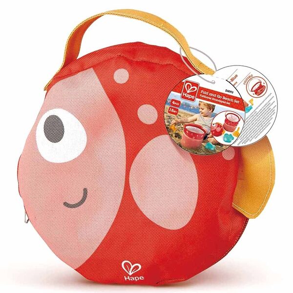 Ведерко-сумочка Hape Рыбка складкое для пляжа, с лопаткой и формочкой, Китай