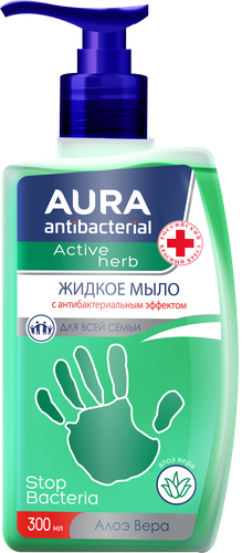 

Мыло жидкое Aura антибактериальное, ультразащита, Алоэ, 300 мл