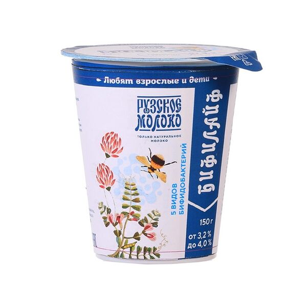 Биопродукт кисломолочный «Бифилайф» из цельного молока 3,2%-4%, «Рузское молоко», 150 г, Россия, БЗМЖ