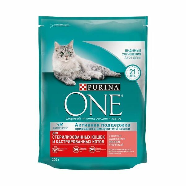 Корм для стерилизованных кошек Purina One с лососем и пшеницей