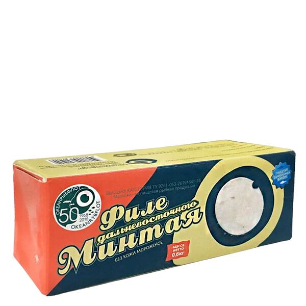 Минтай дальневосточный, филе без кожи свежемороженое, Океанрыбфлот, 600 г