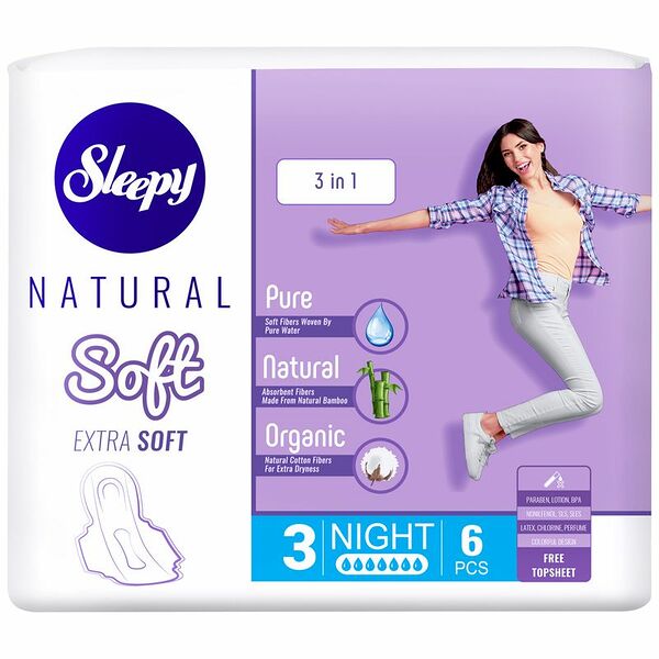 Прокладки Sleepy Natural Soft Extra Soft 3в1 6шт.