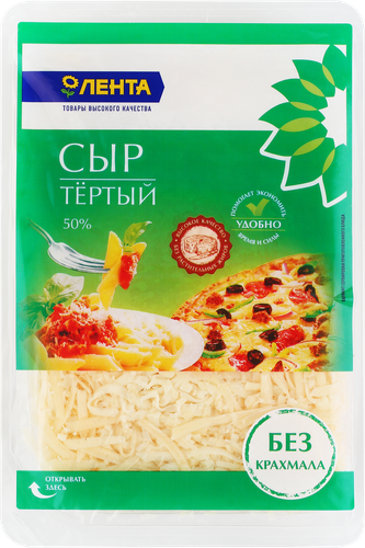 

Сыр ЛЕНТА Сливочный тертый 50%, без змж