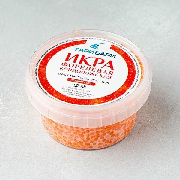 Икра красная форели Кондопога, замороженная в банке, 200гр.