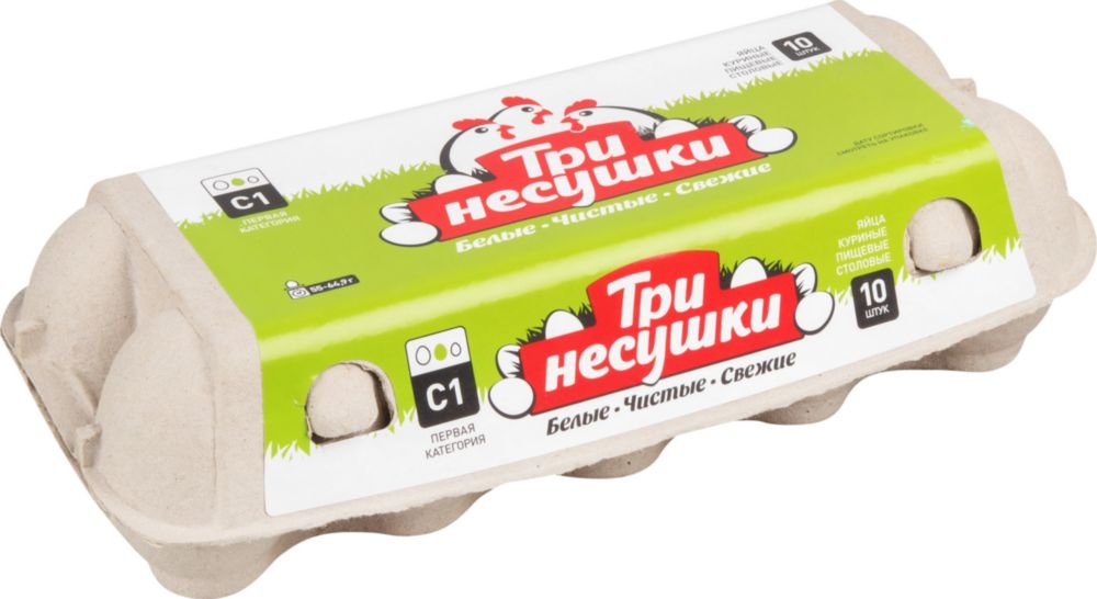 

Яйцо куриное категории С1 Три несушки, белое 10 шт