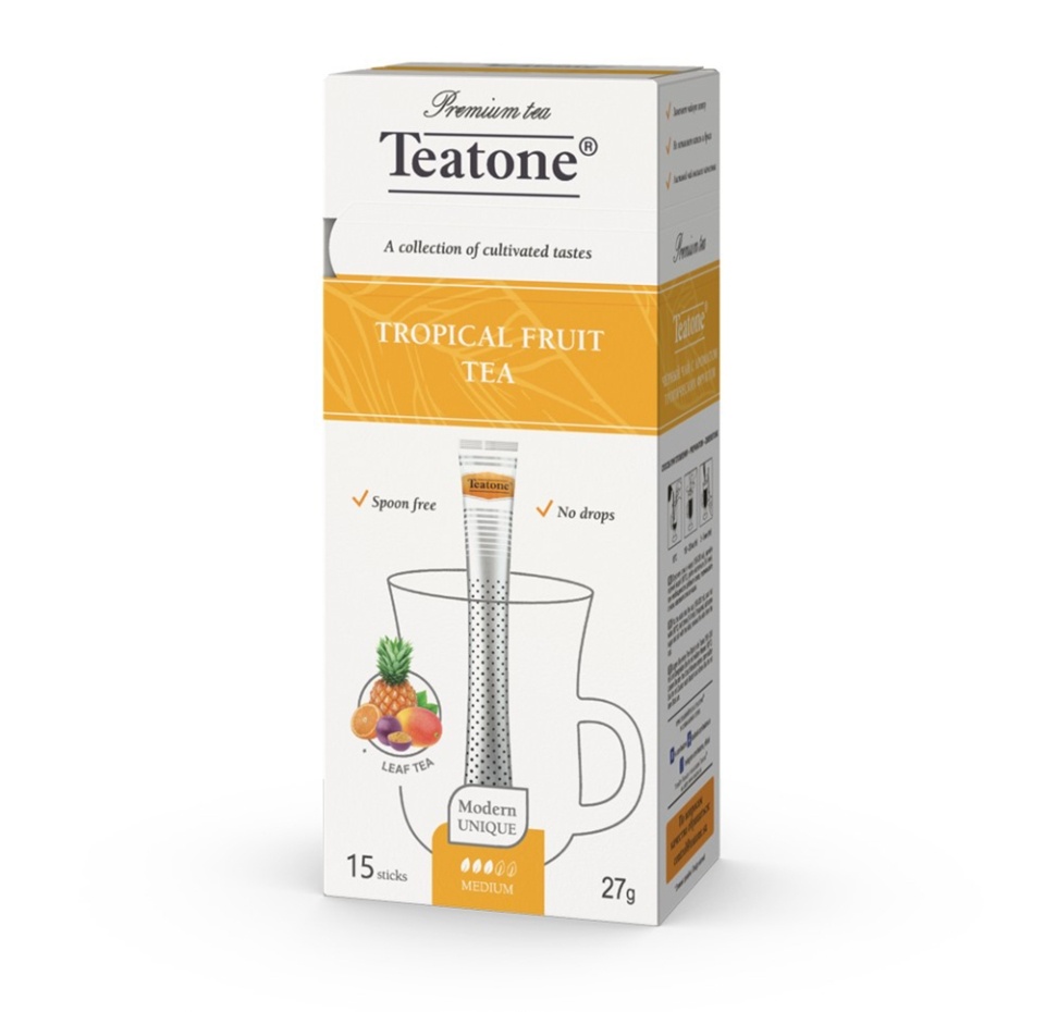 

Чай чёрный с ароматом тропических фруктов, Teatone, в стиках, 15 шт.*1.8 г, Россия
