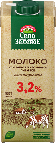

Молоко Село Зелёное ультрапастеризованное 3.2% 950 мл