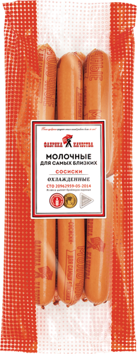 

Сосиски ФАБРИКА КАЧЕСТВА Молочные ц/о МГС вес до 1.2 кг