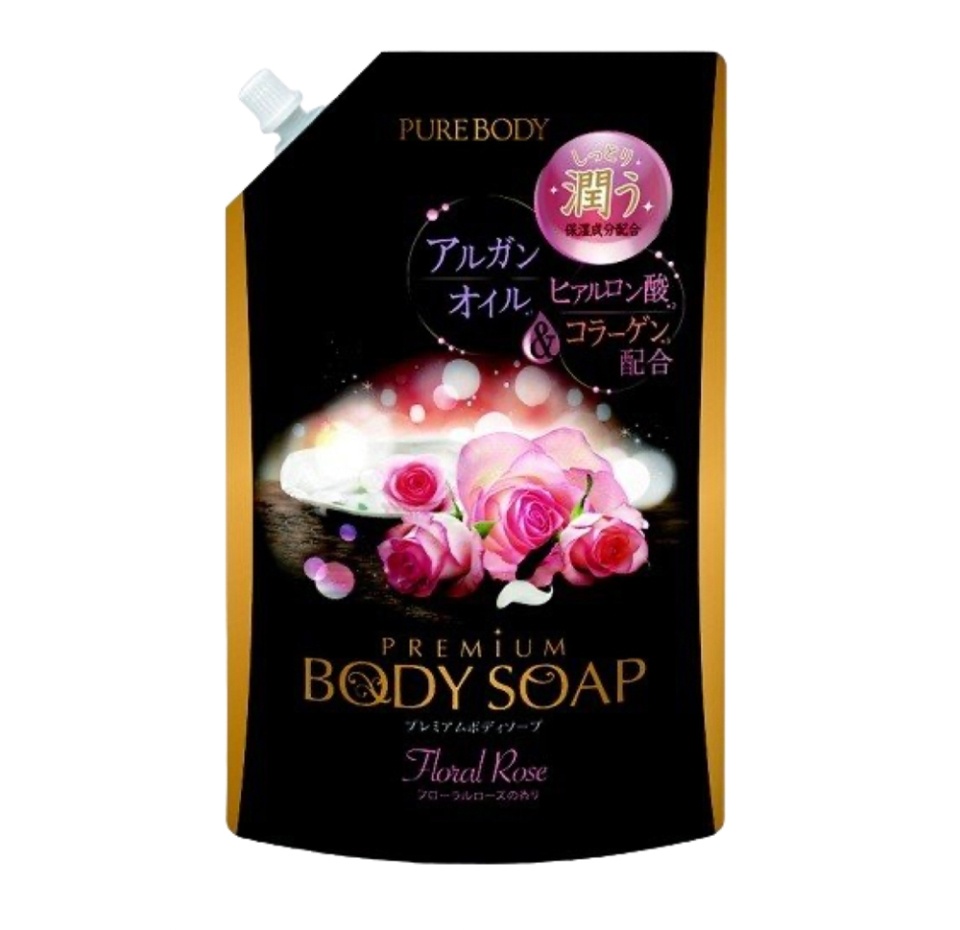 

Гель для душа Mitsuei "Pure Body Premium" увлажняющий с аргановым маслом, гиалуроновой кислотой и коллагеном, с аром. роз 840 мл, Япония