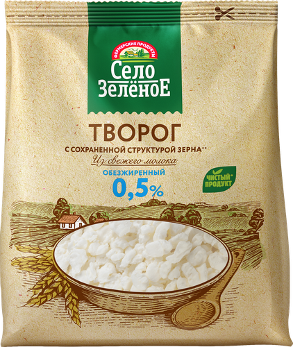 

Творог Село Зелёное с сохранённой структурой зерна обезжиренный 0.5% 200 г