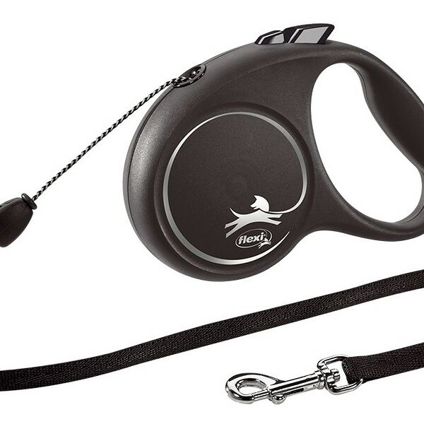 Flexi рулетка Black Design S до 12 кг (5 м трос) Серебряный