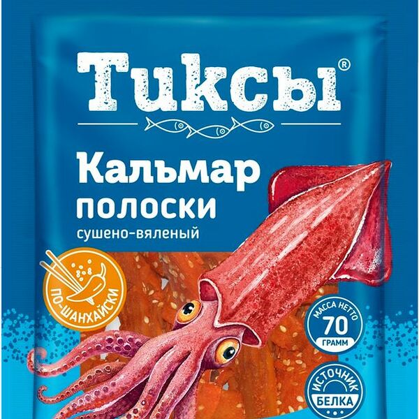 Кальмар Тиксы По-шанхайски полоски сушено-вяленый 70г