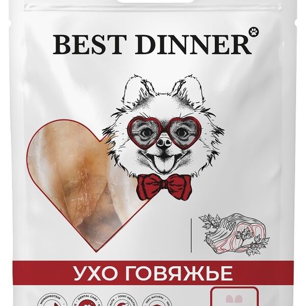 Лакомство BEST DINNER для собак «Ухо говяжье» (35гр)