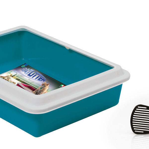 Туалет с бортиком/совком 43,5х34х11см синий