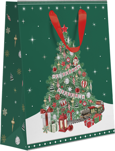 

Пакет подарочный Новогодняя сказка, 22,7х18х10см, Арт. MT, в ассортименте