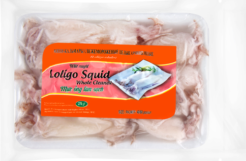 

Кальмары-мини свежемороженые Loligo squid целые очищенные 40/60