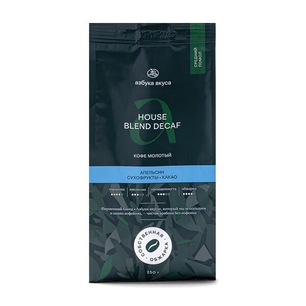 Кофе молотый Азбука вкуса House Blend Decaf: 100% арабика 250 г