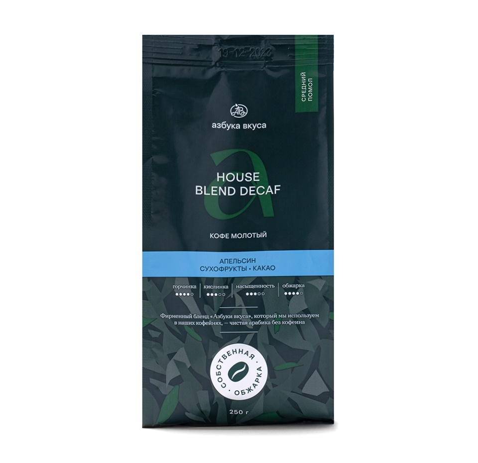 

Кофе молотый Азбука вкуса House Blend Decaf: 100% арабика 250 г