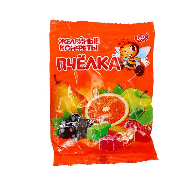 Конфеты ПЧЕЛКА (микс) желейные 6 вкусов в сахарной обсыпке вес 250 г B&B РОССИЯ