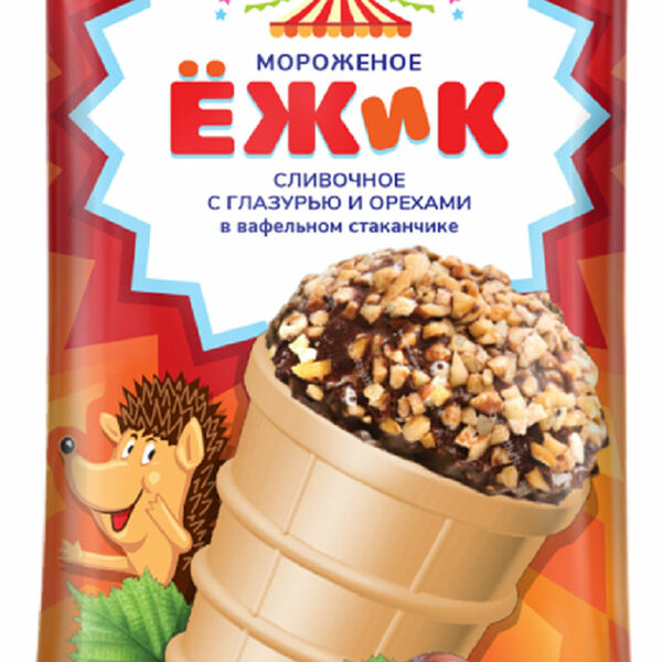 Мороженое Ёжик сливочное в шоколадной глазури с орехом в стакане, 80 г