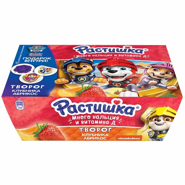 Творог Растишка клубника-абрикос 3.5%, 6х45г