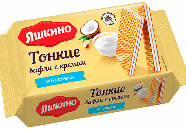 Вафли яшкино тонкие 144 г с кокосовым кремом