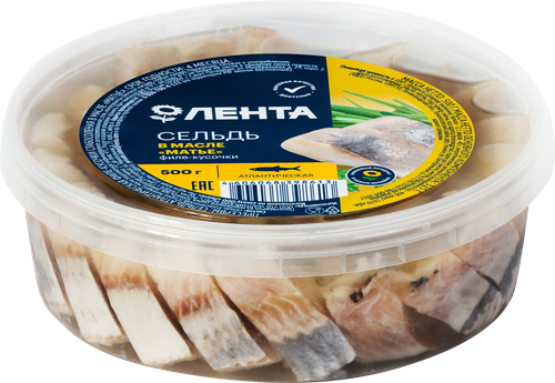 

Сельдь Лента Матье филе-кусочки в масле 500 г