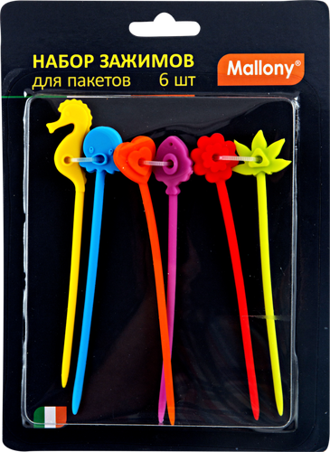 

Набор зажимов для пакетов MALLONY 12,5см, Арт. 001801, 6шт