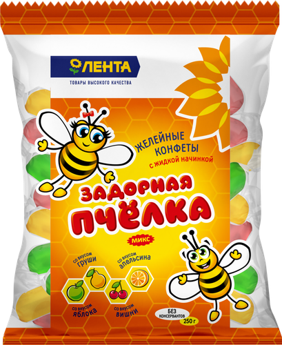 

Конфеты ЛЕНТА Задорная пчелка микс желейные неглазированные 250 г