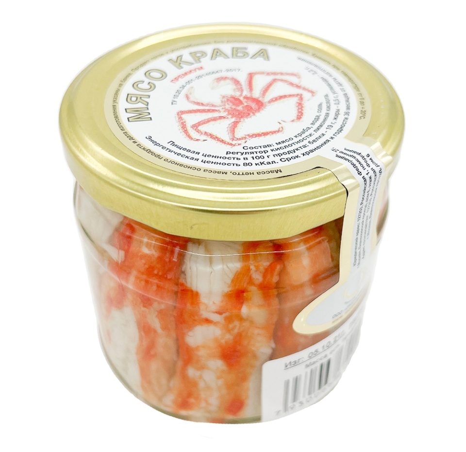 

Крабовое мясо Морская палитра 430мл /190г, Россия