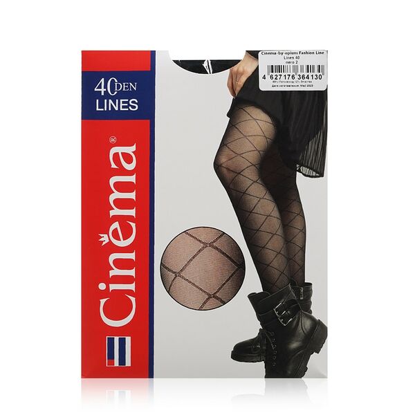 Женские колготки с рисунком Opium Cinema Lines 40den Nero 2 размер