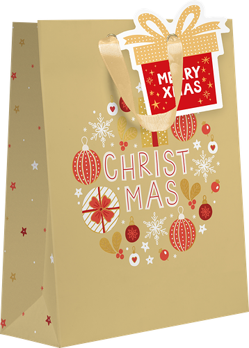 Пакет подарочный X-mas, евролюкс, 36x26x14см, Арт. LL, в ассортименте 