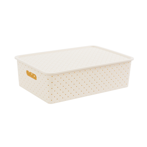 Корзинка Береста 3 л 235х173х105 мм с крышкой слоновая кость ТМ Violet