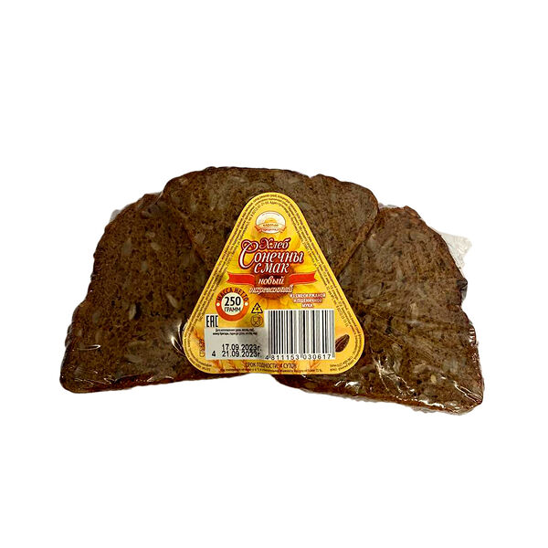 Хлеб СОЛНЕЧНЫ СМАК новый ржано-пшеничный с семенами подсолнечника вес 250г нарез.упак. Витебскхлебпром