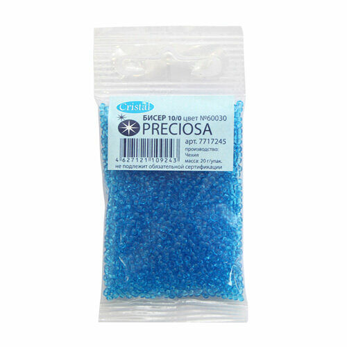 (60030) 311-19001-10/0 Бисер прозрачный 10/0, круг. отв., 20гр Preciosa,упак