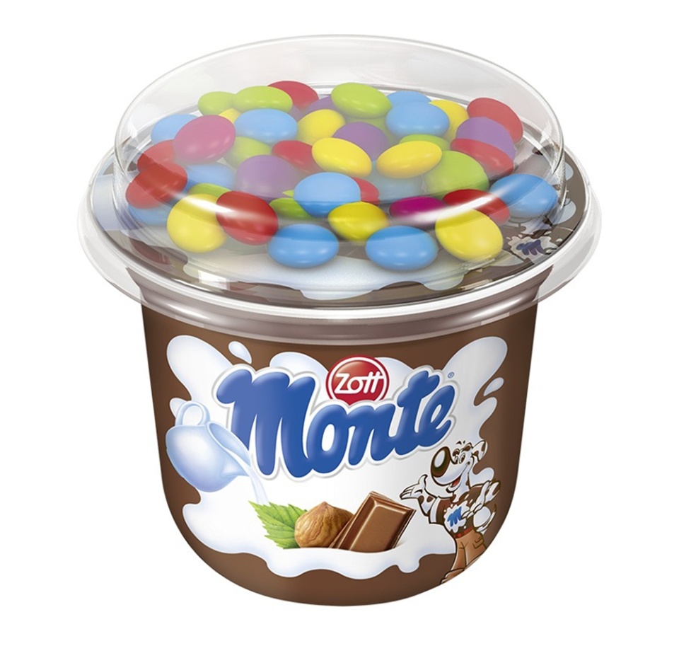 

Десерт с шоколадом и фундуком + шоколадные драже Zott Monte 12,7% 70 г, Германия