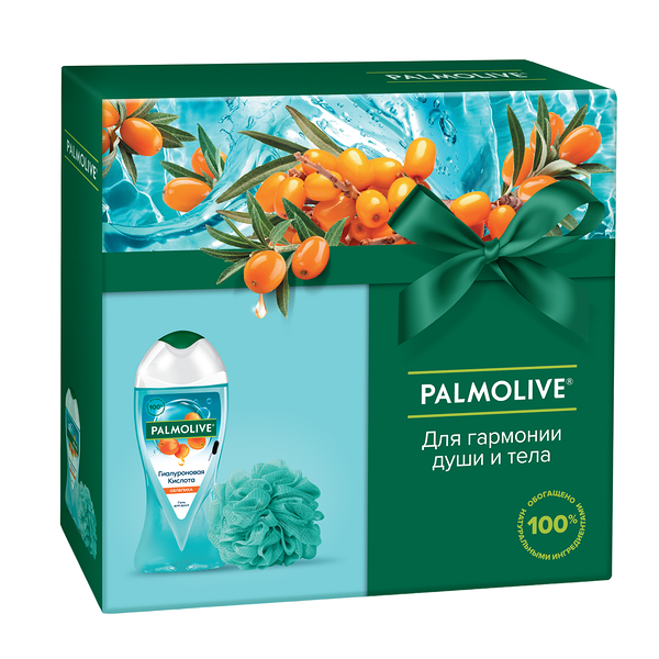 Подарочный набор Гель для душа Palmolive Гиалуроновая кислота + мочалка