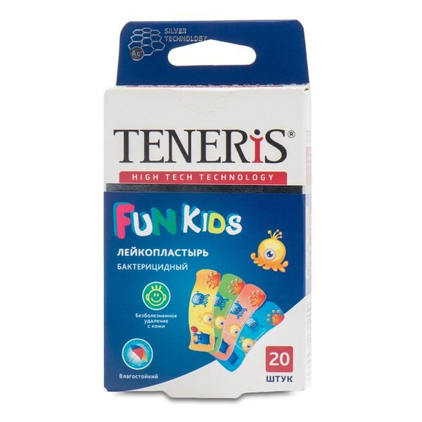 Лейкопластырь TENERIS Fun Kids бактерицидный 20 шт